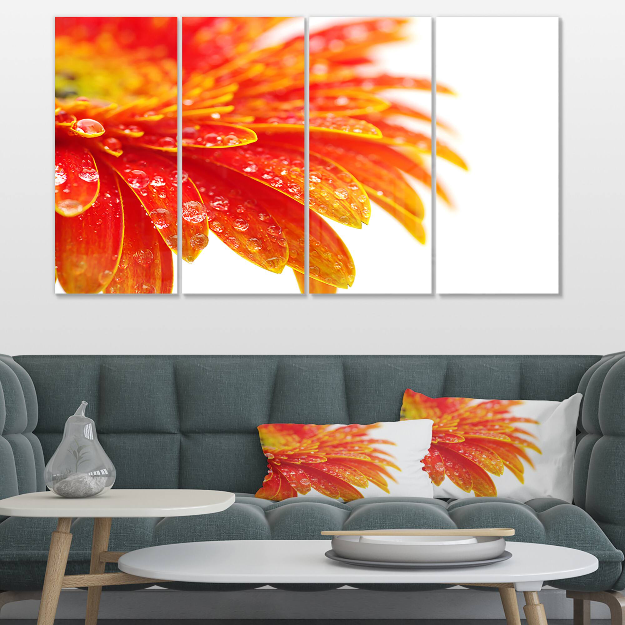 Designart - Orange Gerbera with Raindrops
